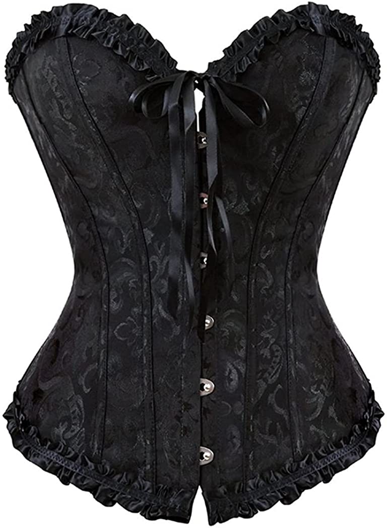 Frill Trim Lace Up Back Corset