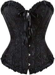 Frill Trim Lace Up Back Corset