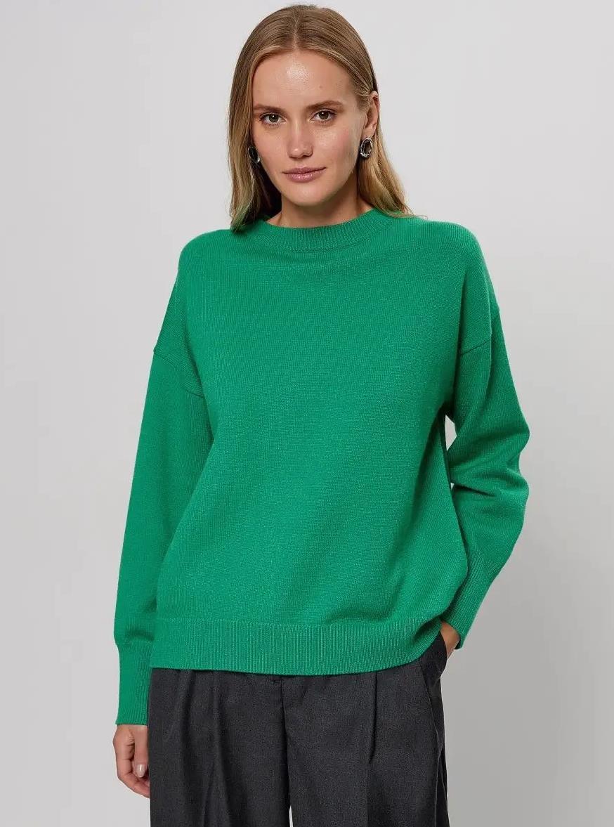 Knitted Round Neck Solid Color Loose Sweater