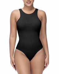 Shapewear Bodysuit for Tummy Control Tops High Neck Sleeveless Bodysuit Thong Sculpting with Removable Padding