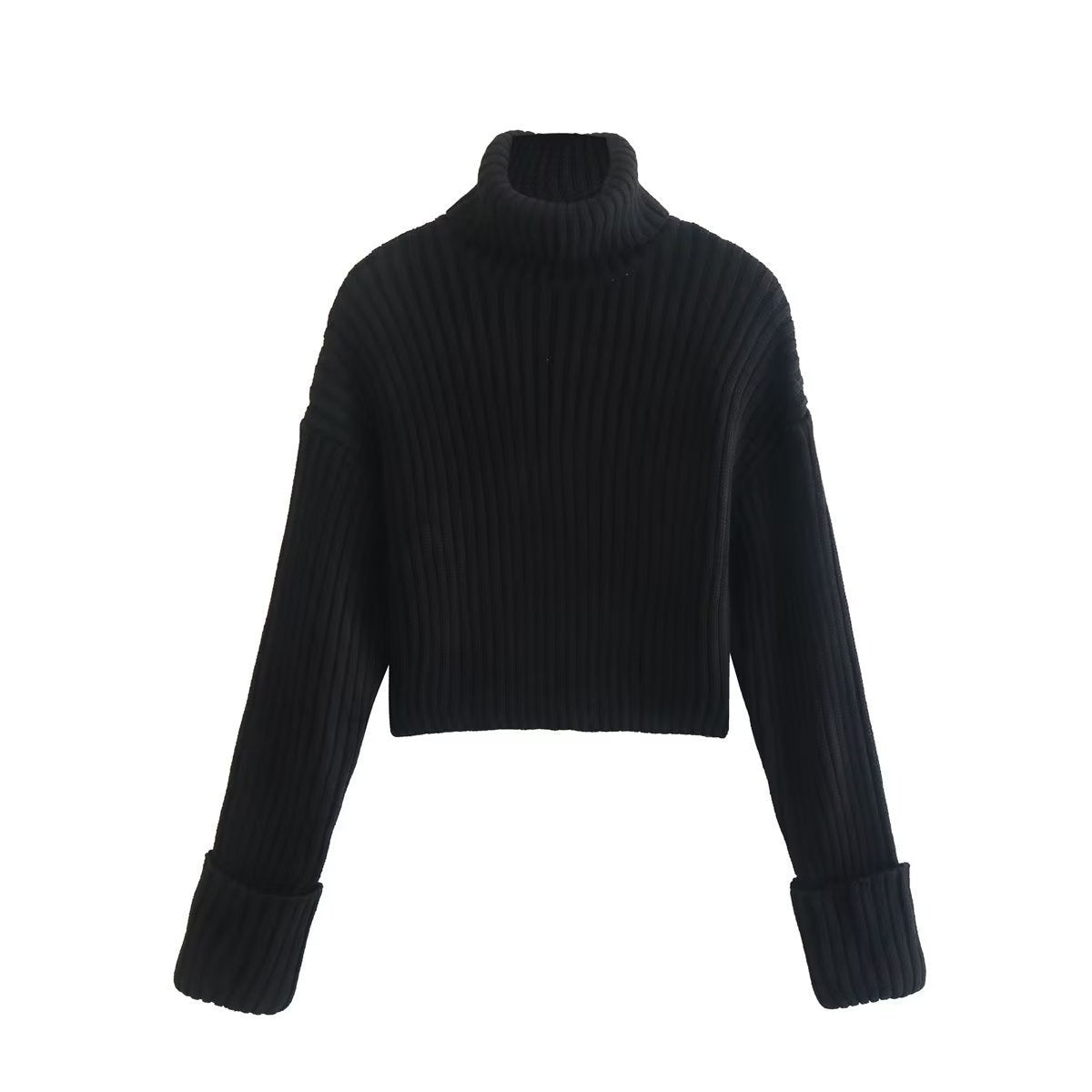 Turtleneck Sweaters Clothing Striped Short Style