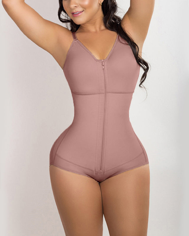 Post Surgery High Compression Shapewear With Zipper shaper  Bra Post partum Lift buttocks Silicone Lace For Better Grip