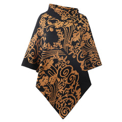 Printed Cape Shawl Sweater Coat