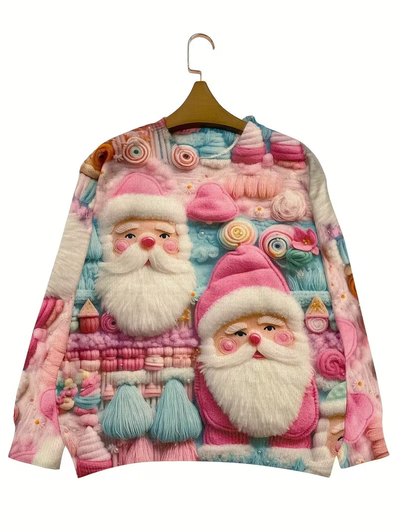 Pullover Christmas Pattern Round Neck Sweatshirt
