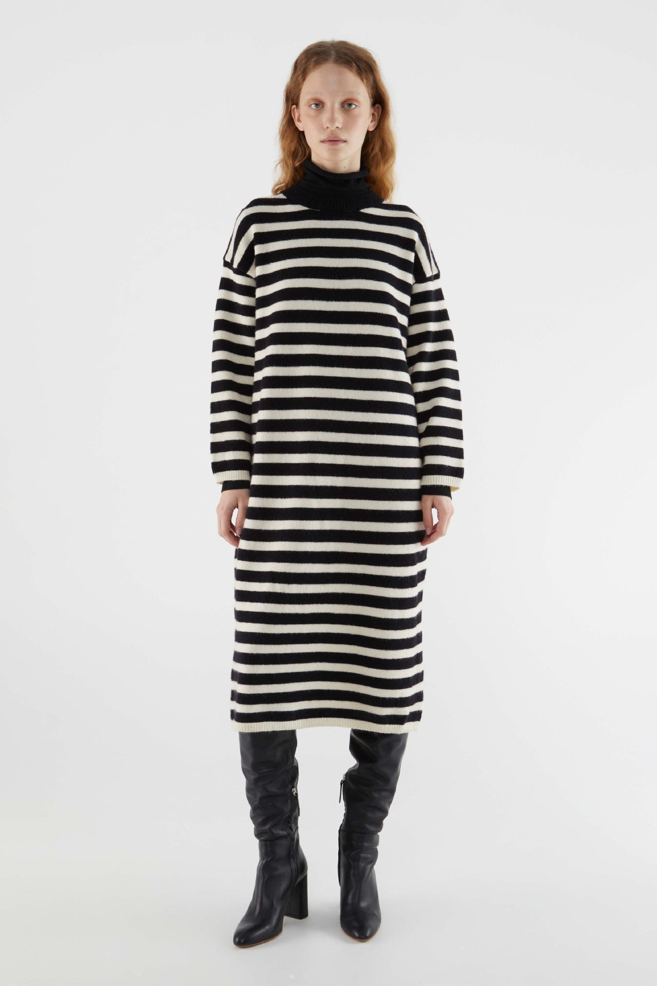 Ladies Striped Dress Sweater