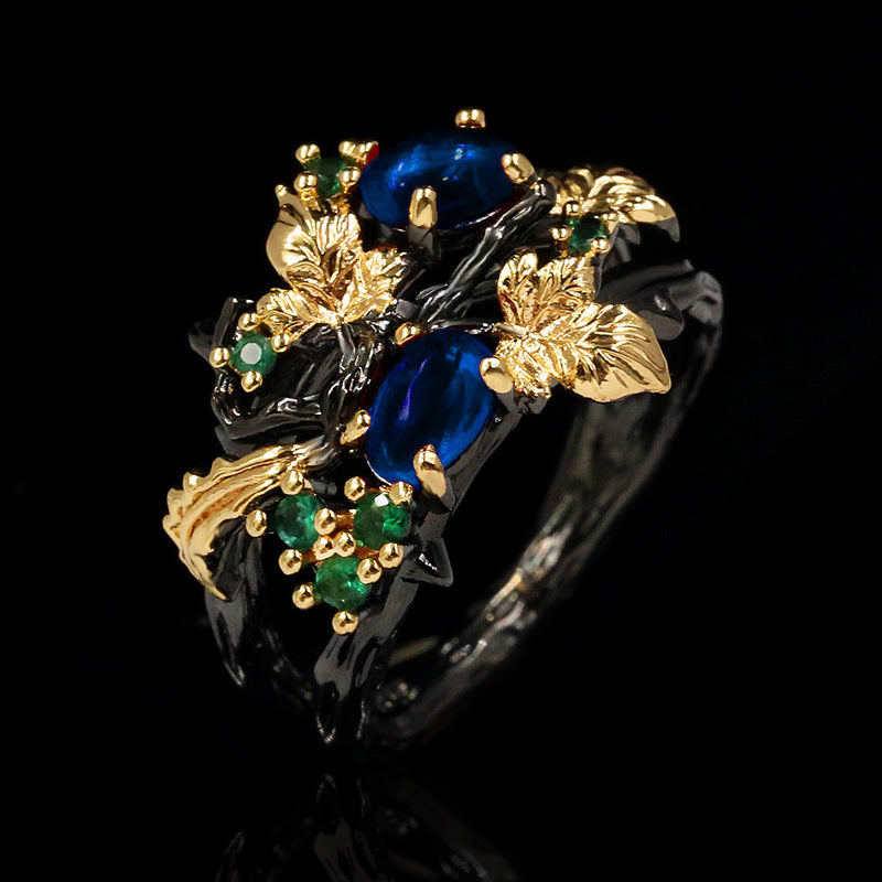 Trendy Colorful Flower Angel Two-Tone Ring For Cross-Border Jewelry