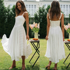 Temperament Halter Irregular Hem Long Dresses