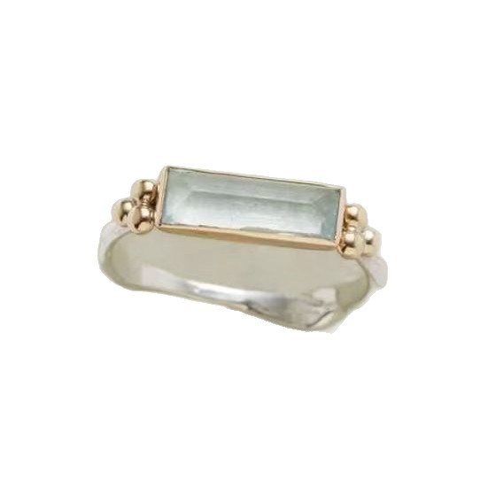 Geometric Quadrilateral Diamond-Encrusted Ring