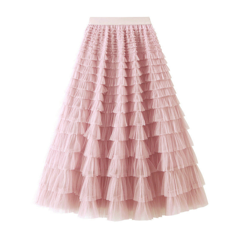 Cake Skirt White Gauze Skirt Pleated Skirt