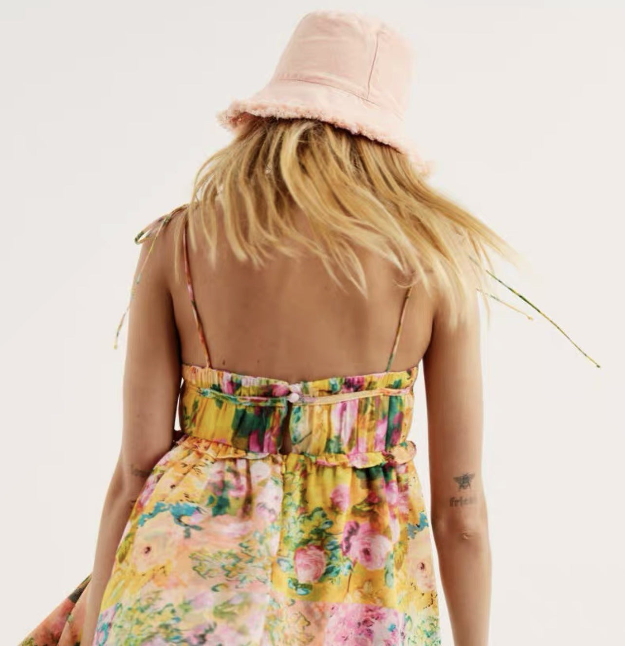 Y2K Flowers Print Suspender Dress Ruffled Holiday Beach Short Dresses Womens Clothing