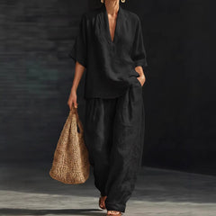 Casual Simple Linen Two-Piece Set