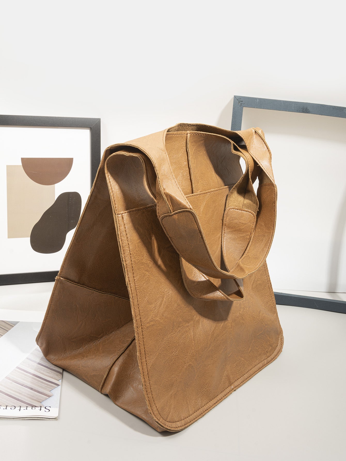 Vintage Large Capacity Handbags PU Soft Leather Big Bag Designer Luxury Shoulder Bag Beach On Vacation Woman Tote Bag