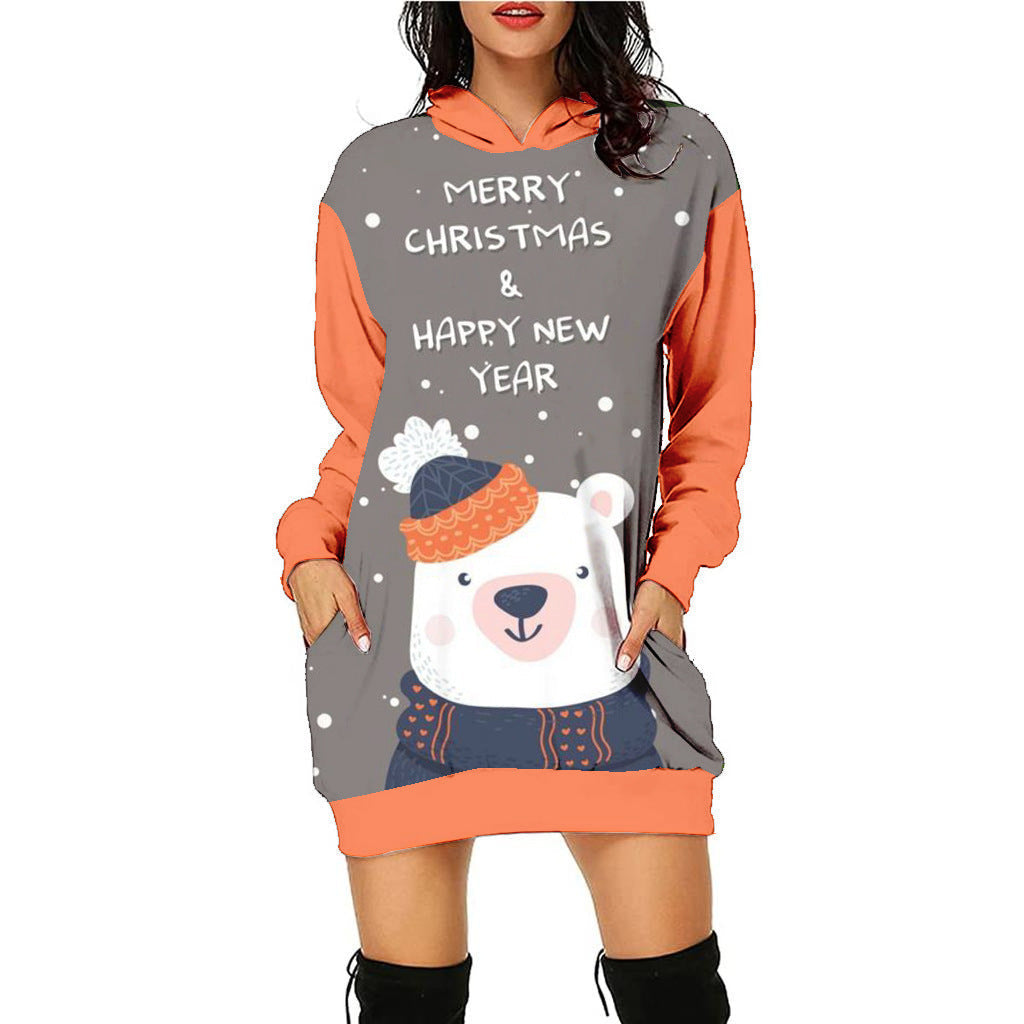 Casual Printing Christmas Holiday Party Sweater Dress