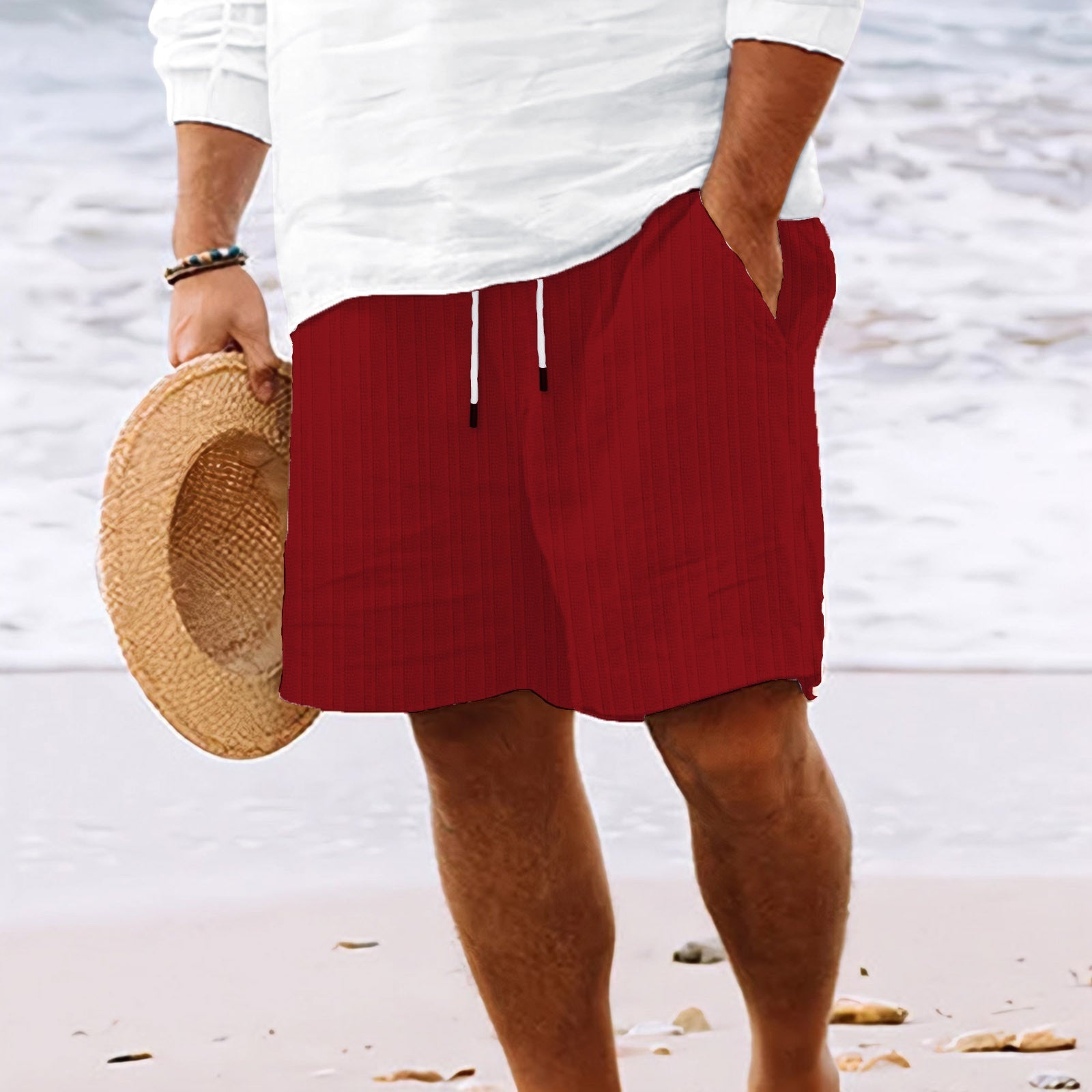 Stripe Print Shorts Drawstring Sweatpants Casual Clothing For Men