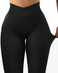 V Cross Waist Tight Hip Lift Leggings High Waist Workout Yoga Pants