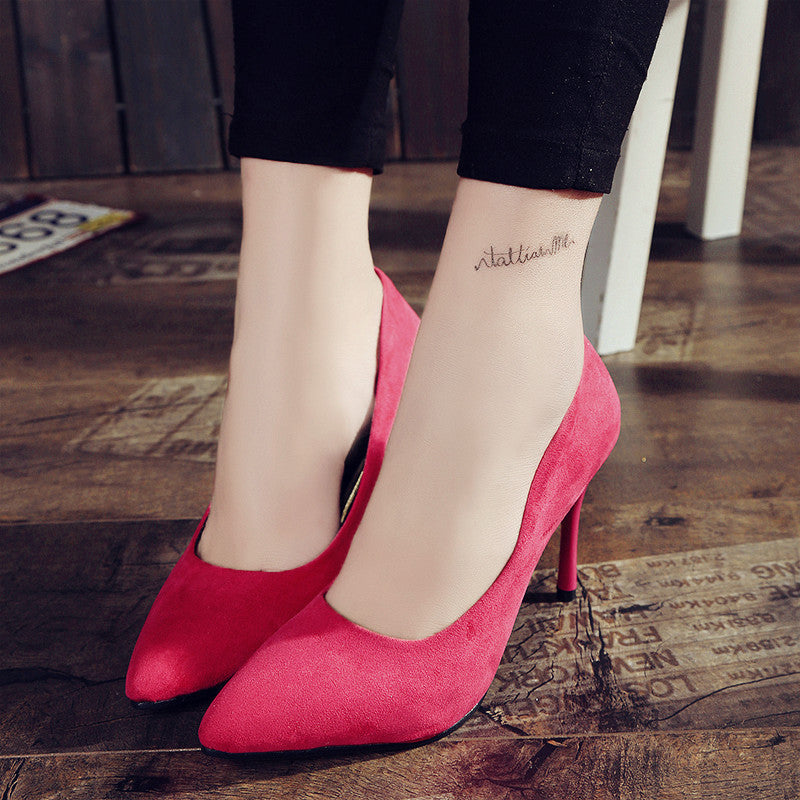 Single Korean Style Shallow Mouth High Heel Shoes