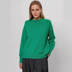 Knitted Round Neck Solid Color Loose Sweater