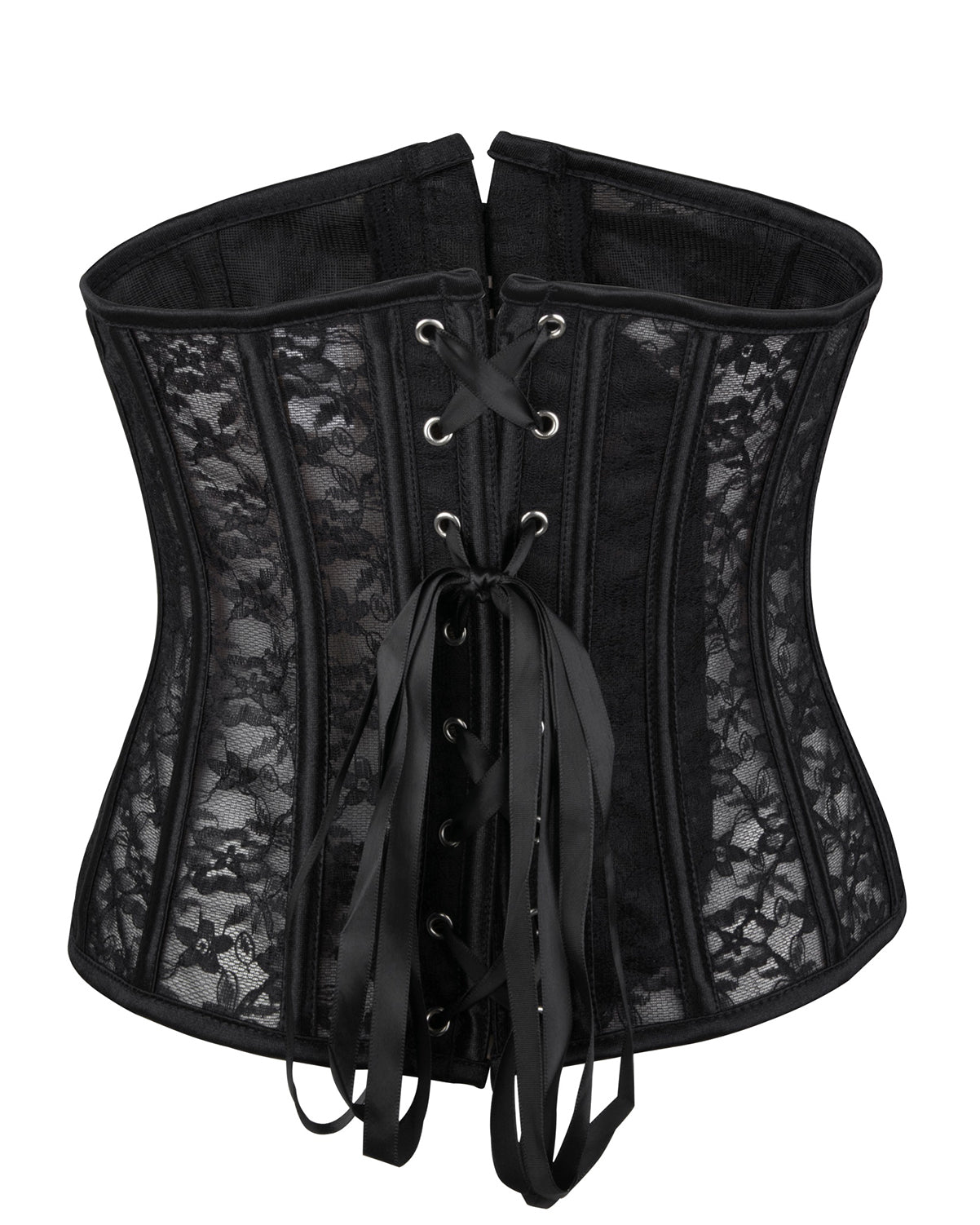 Lacing Corset Top Satin Boned Overbust Body Shaper Bustier