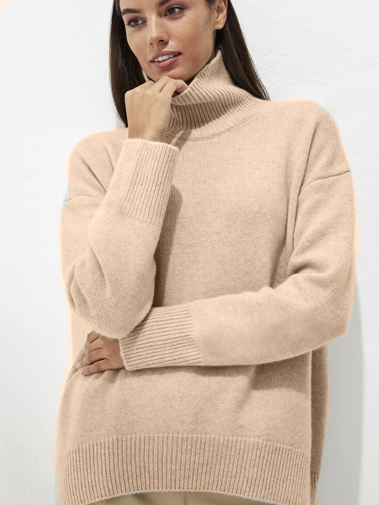 High Collar Loose Knitted Top Sweaters Clothing