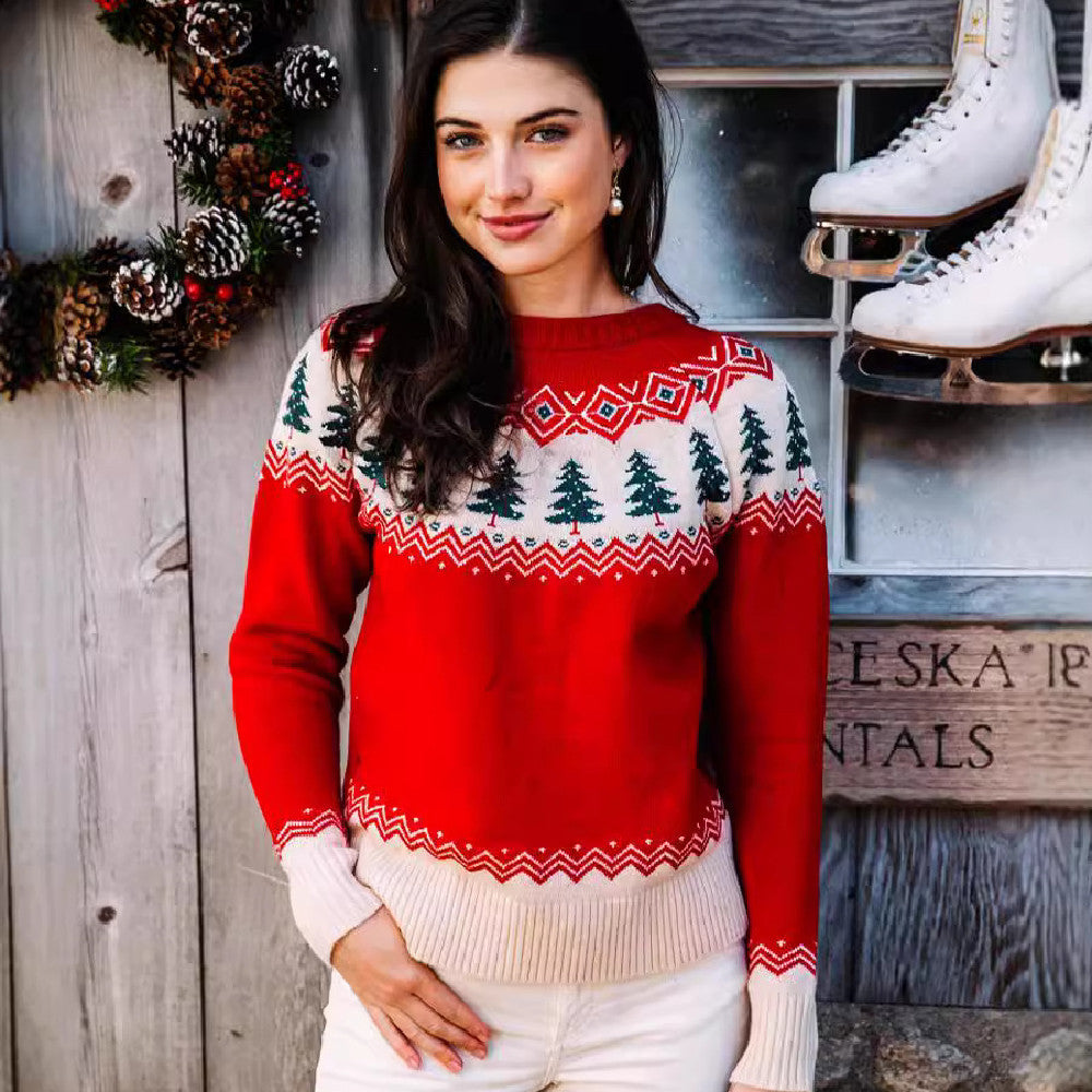 Casual Christmas Tree Knitted Sweater