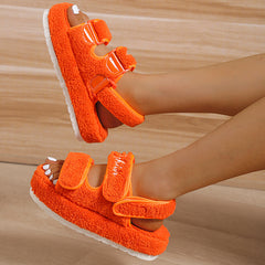 Sandals Velcro Plush Shoes Rome Platform High Heel Sandals