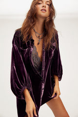 Loose Lantern Sleeve Long Shirt Top