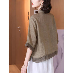 Vintage Cotton Linen Embroidered T-shirt