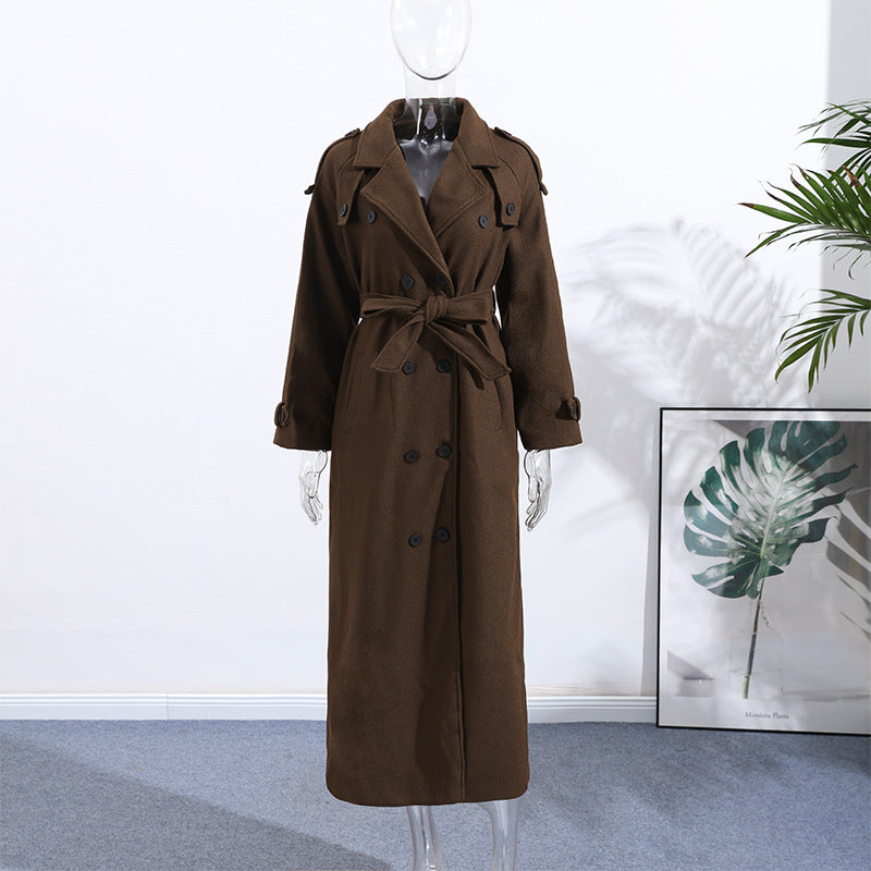 Elegant Wool Long Coat Casual-style Outerwear