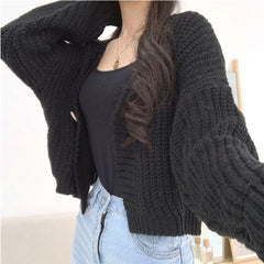 College Style Girls' Tops Loose Outer Wear Short Knitted Cardigan Sweater