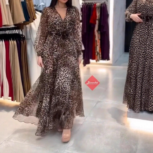 Womens Loose-Fit Slimming Long-Sleeve Dress