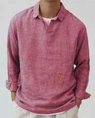 Men's Pullover Shirt Solid Color Long Sleeve