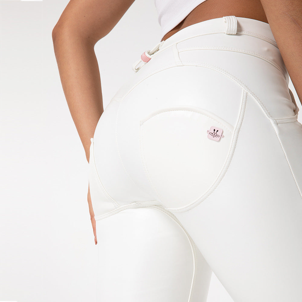 White PU Leather Pants For To Wear Fitness