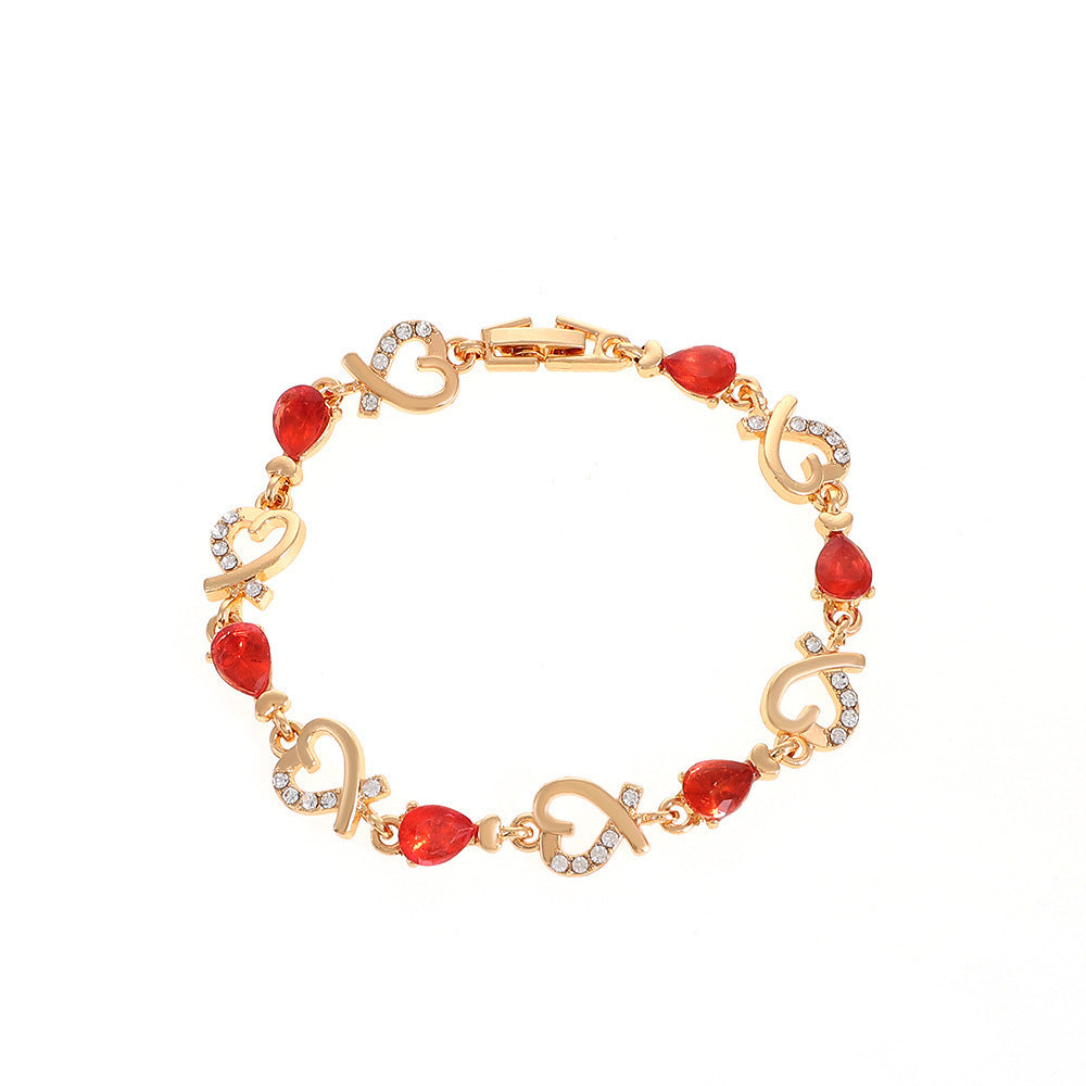 Heart-Shaped Bracelet with Rhinestones