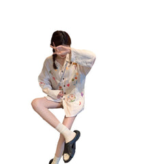 Full Score Embroidered Shirt Shorts