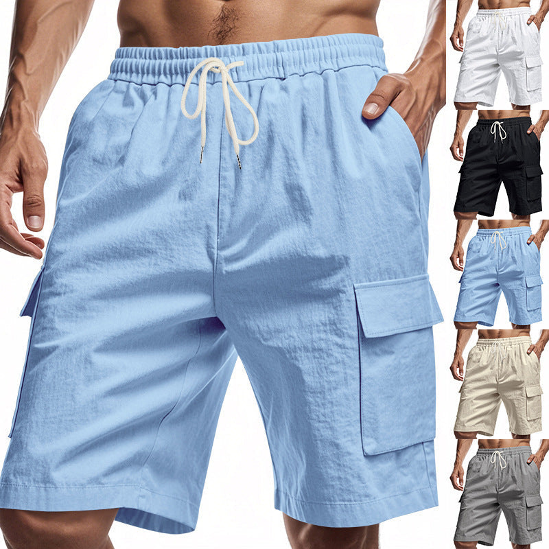 Men's Solid Colour Linen Shorts