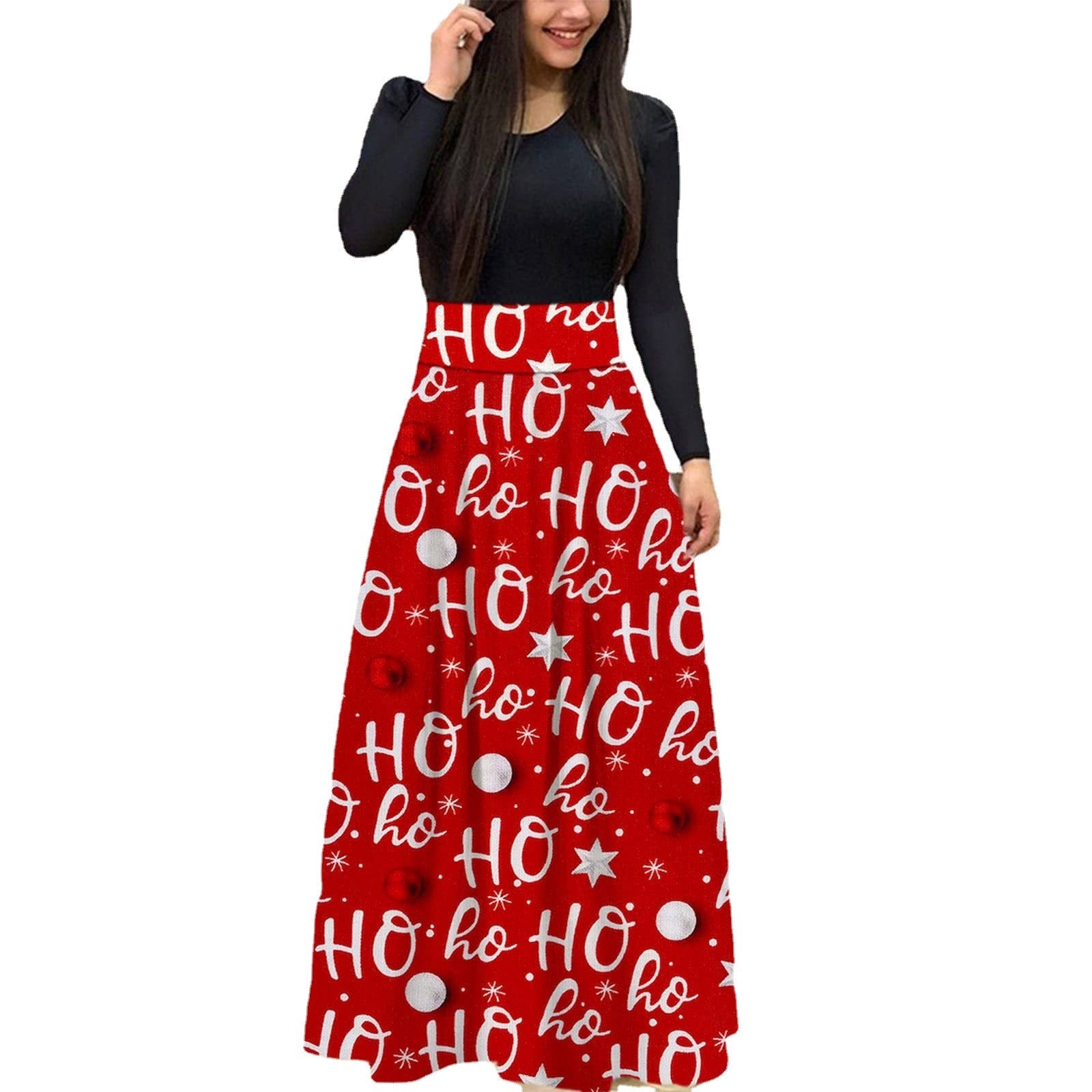 Christmas Print Long Skirt Suit