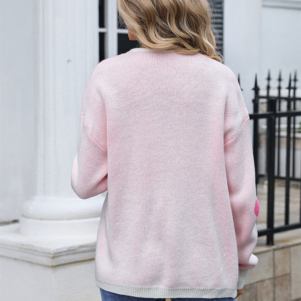 Sweater Plus Size Cardigan Flower Knitted