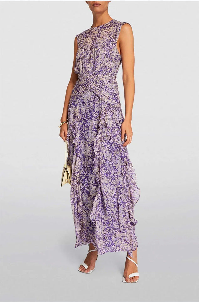 Spring And Off-the-shoulder Clothing V-neck Chiffon Dress
