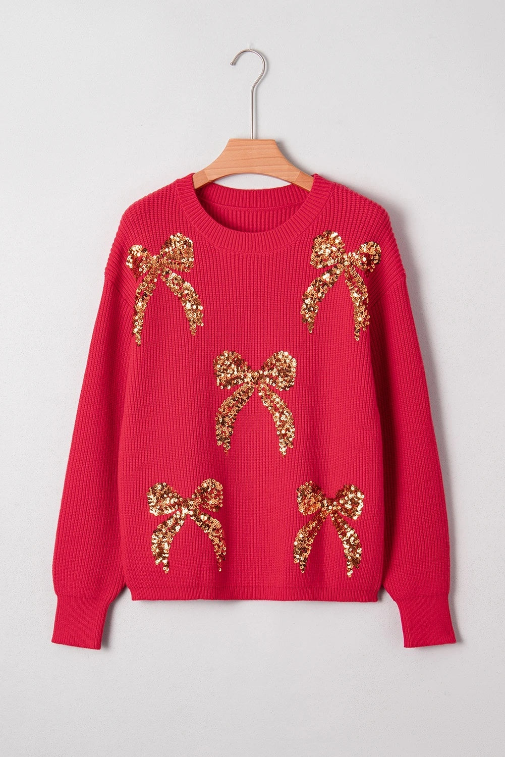 Christmas Decorative Sequins Round Neck Sweater