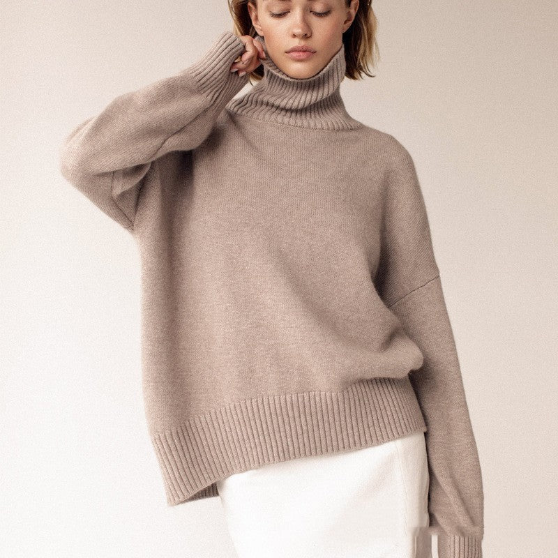 High Collar Loose Knitted Top Sweaters Clothing