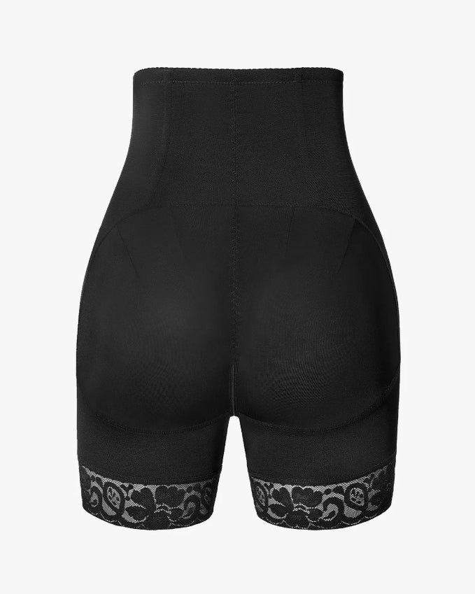 Double-Layer Tummy Control Lace Trim Mesh Shaping Shorts