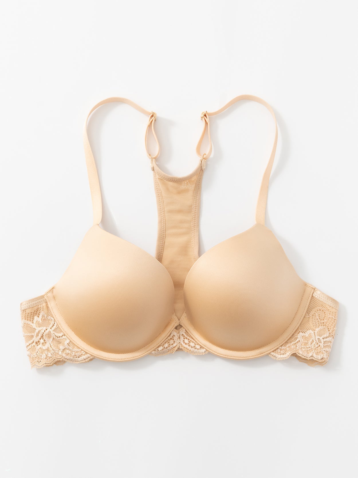 Front Closure Push Up Floral Lace Underwire Racerback Bra