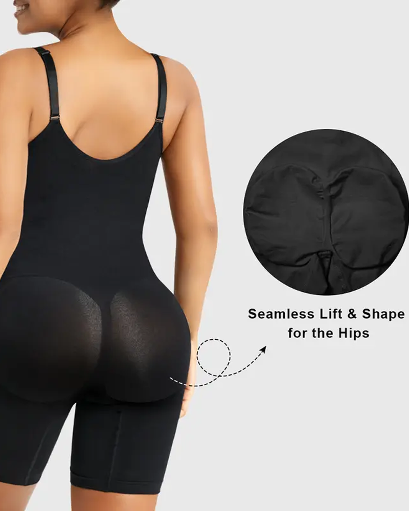 Body Shaper Tummy Control Tights Super Stretch Fabric Adjustable Straps Breathable Mesh
