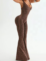Leopard Print Flared Leggings Bodysuit