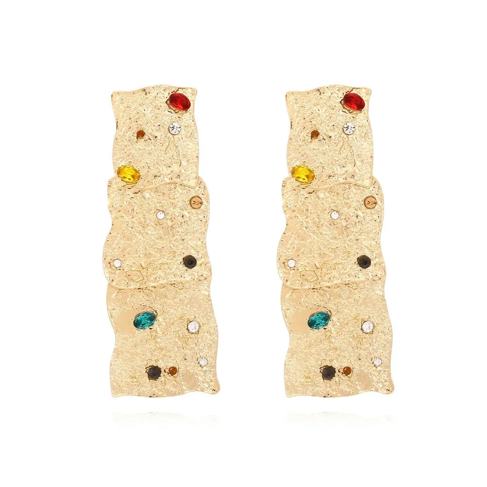 Tatiana Textured Metal Square Drop Earrings