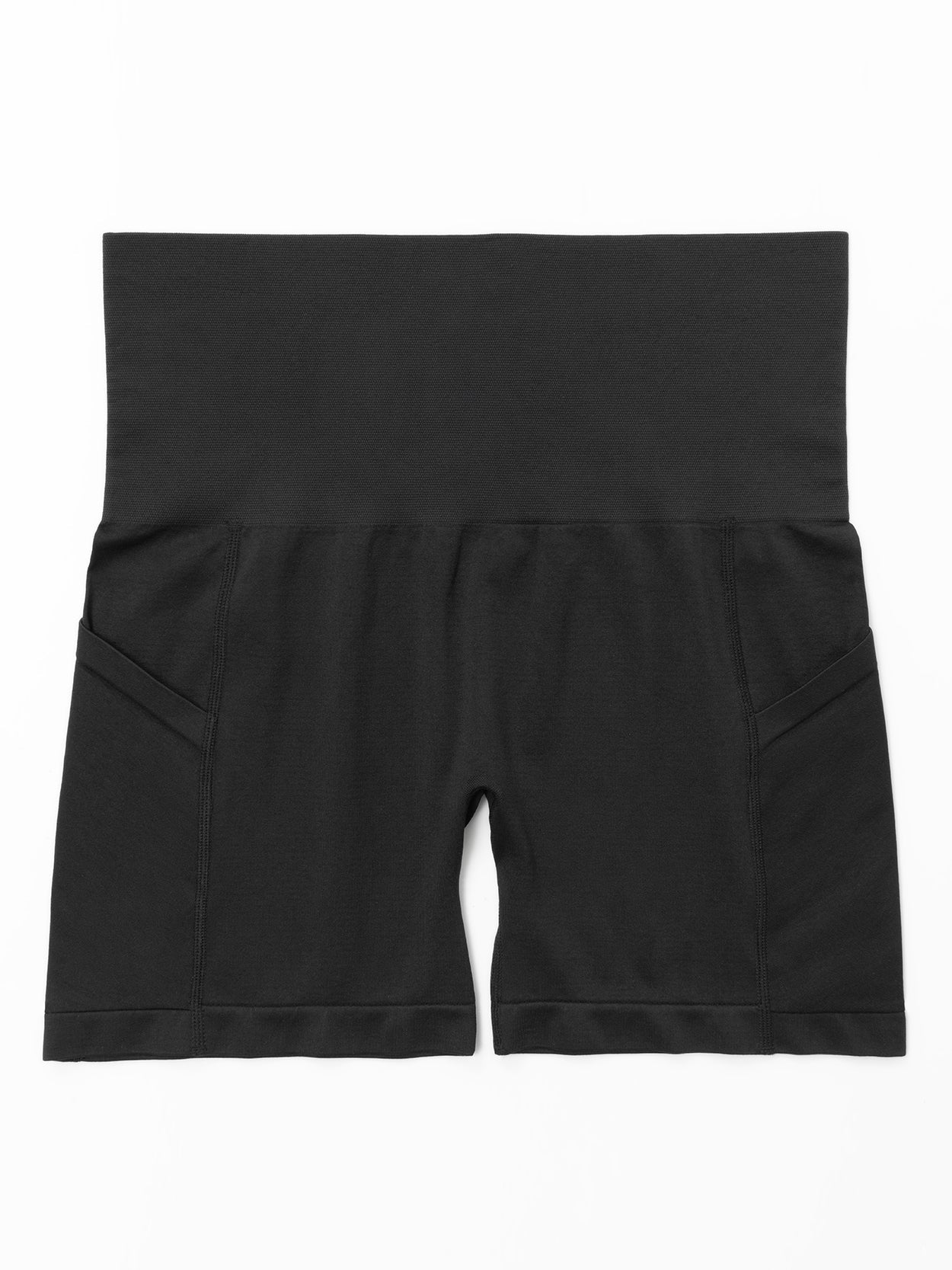 High Waist Biker Shorts with Pockets Tummy Control Black