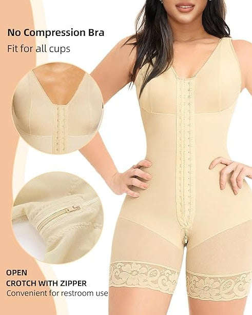 Moldeadoras Postpartum Tummy Control Butt Lifter Body Shaper with Zipper Crotch
