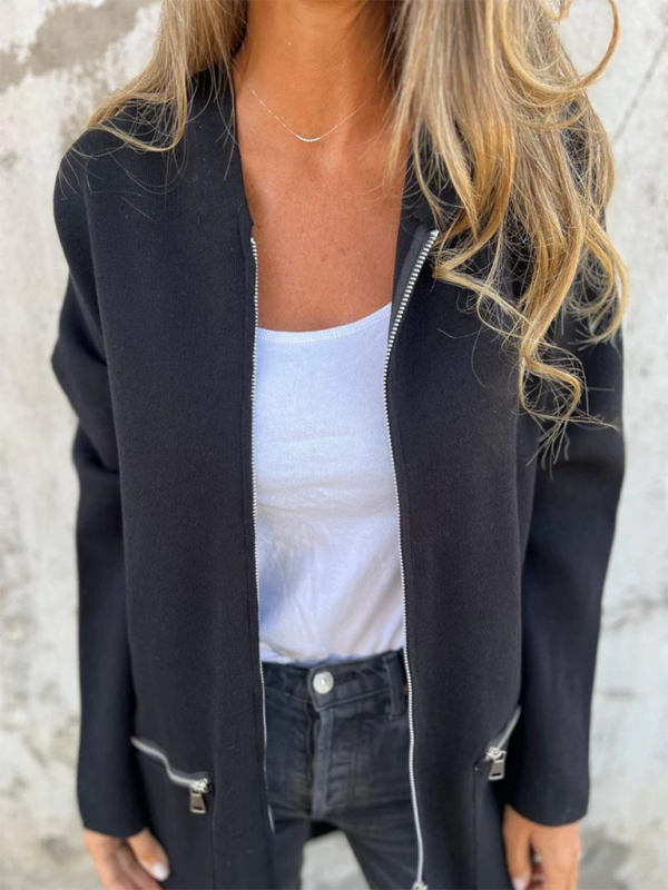 and solid color casual zipper hooded jacket coat