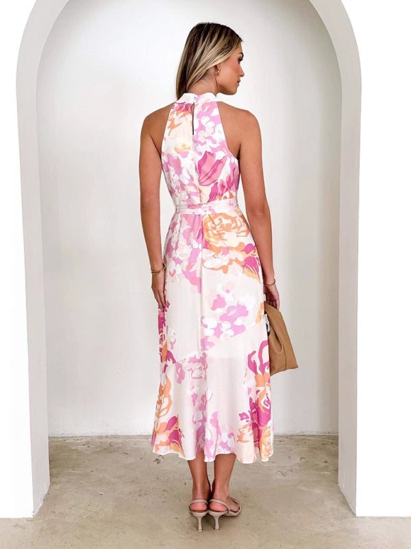 Sleeveless Halter Neck Midi Dress