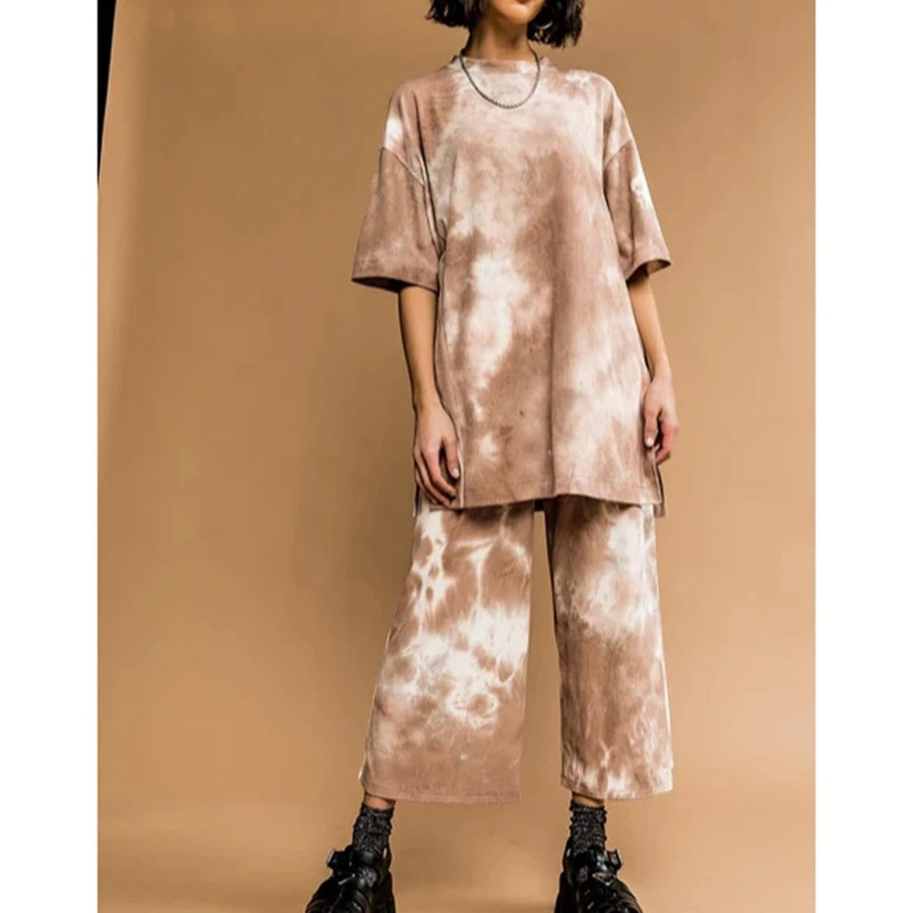 Izara Two-Piece Prints Casual Tee and Pants Set